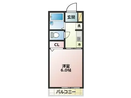 カーサ・グランディール(1K/2階)の間取り写真