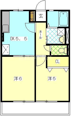 ゆうあい(2LDK/1階)の間取り写真