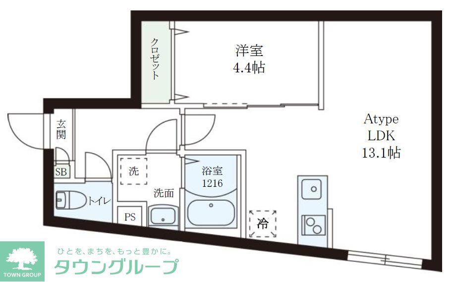 レピュア小石川レジデンスII(1LDK/1階)の間取り写真