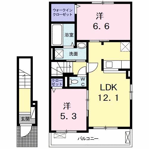 サザン・スターB(2LDK/2階)の間取り写真