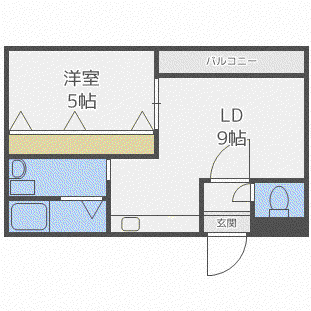グランディール南5条(1LDK/1階)の間取り写真