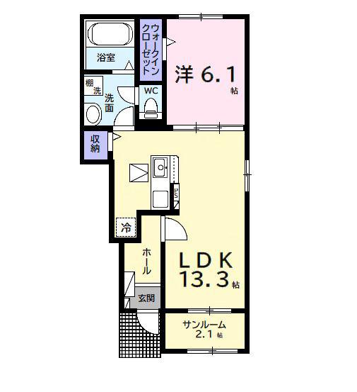 BON VOYAGE(1LDK/1階)の間取り写真