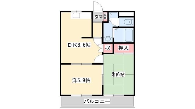 SJルミナス(2DK/2階)の間取り写真
