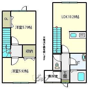 WORLDステージB(2LDK/1階)の間取り写真