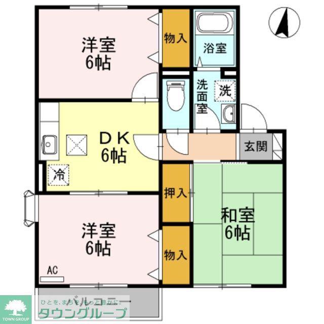 サイプレスタウン(3DK/2階)の間取り写真