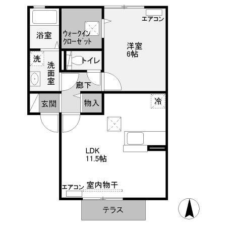 リュミエール(1LDK/1階)の間取り写真