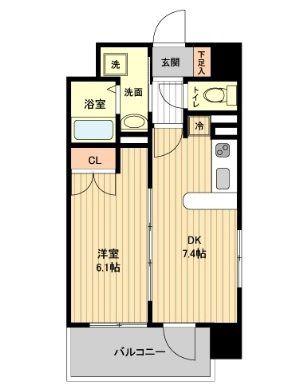 レジディア仙台原ノ町(1DK/9階)の間取り写真