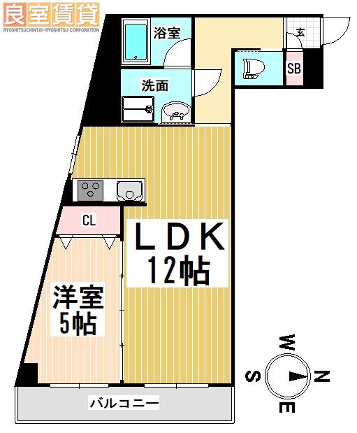 ハニーハイツ渡辺II(1LDK/8階)の間取り写真