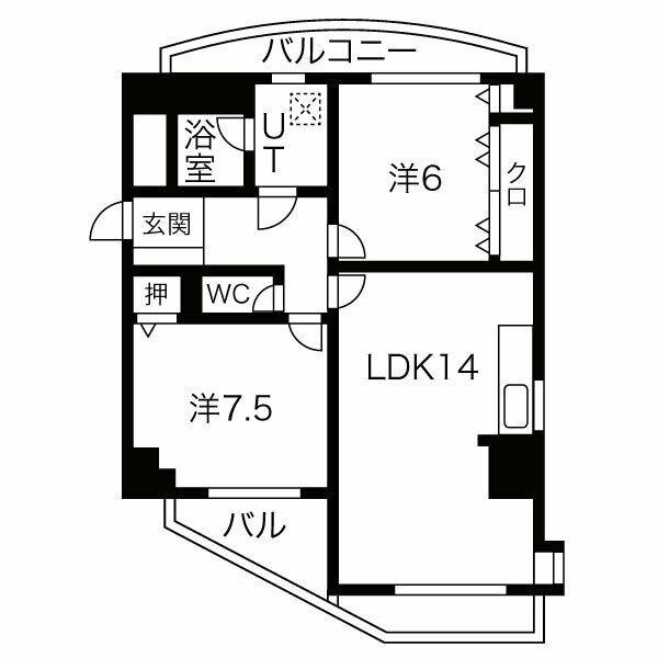 NYレジデンスいりなか(2LDK/7階)の間取り写真