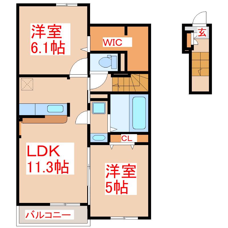 ガーデンハウス 華なんB(2LDK/2階)の間取り写真