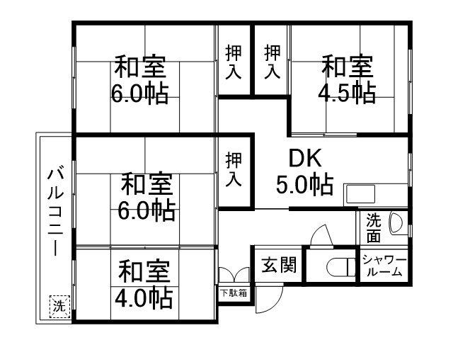 構口マンション(4DK/5階)の間取り写真