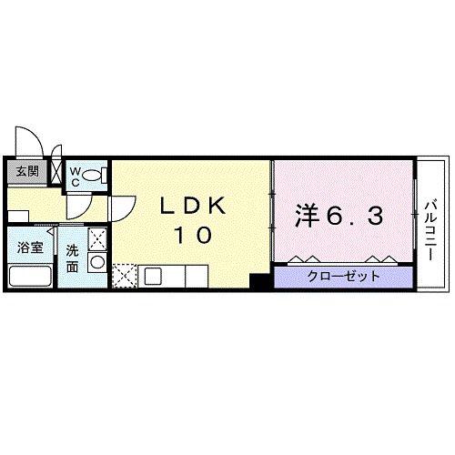 コスモガーデン二條(1LDK/2階)の間取り写真