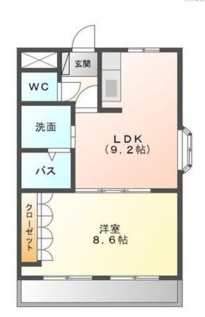 ユースパレスIII(1LDK/2階)の間取り写真