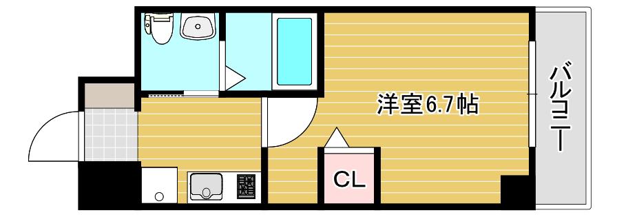 エステムコート難波IVパークグレイス(1K/8階)の間取り写真