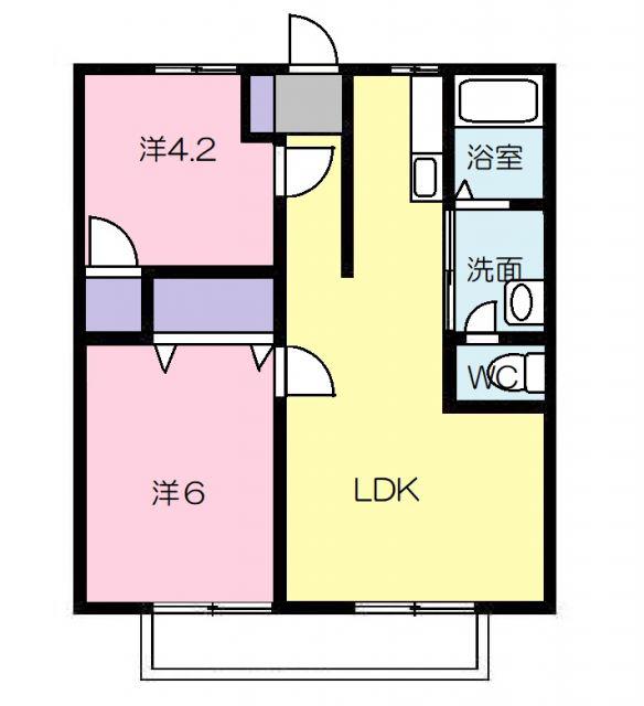 コーポハピネス A(2LDK/1階)の間取り写真
