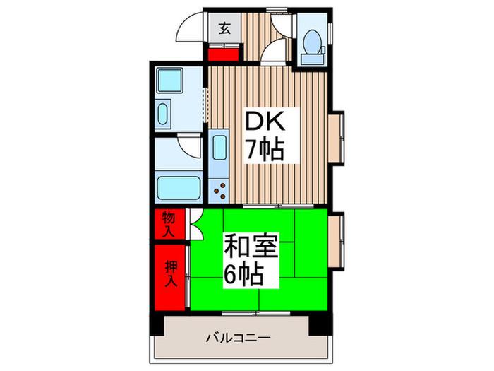 大保マンション(1DK/4階)の間取り写真