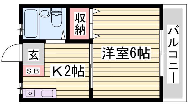 父夫山ハイツ(ワンルーム/2階)の間取り写真