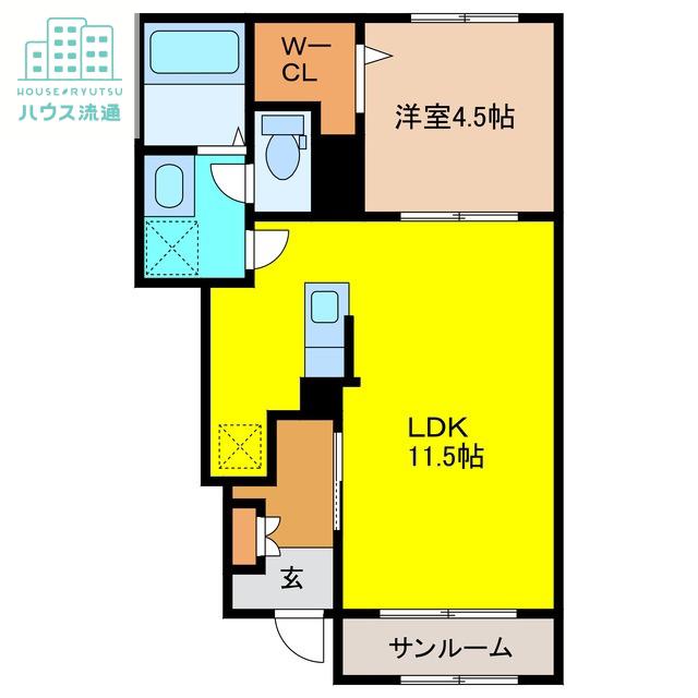 リバーサイド鎗田(1LDK/1階)の間取り写真