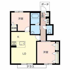 MAST COURT加古川南E棟(2LDK/1階)の間取り写真