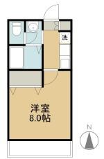 フィオーレ上東II(1K/1階)の間取り写真