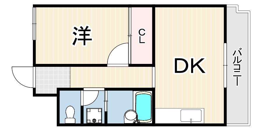 シロハイヌ尼崎(1LDK/3階)の間取り写真