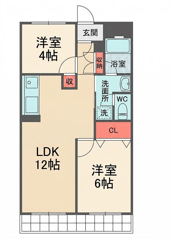 エクセレンス野川(2LDK/3階)の間取り写真