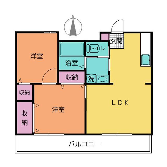 グランデールアマノ(2DK/2階)の間取り写真