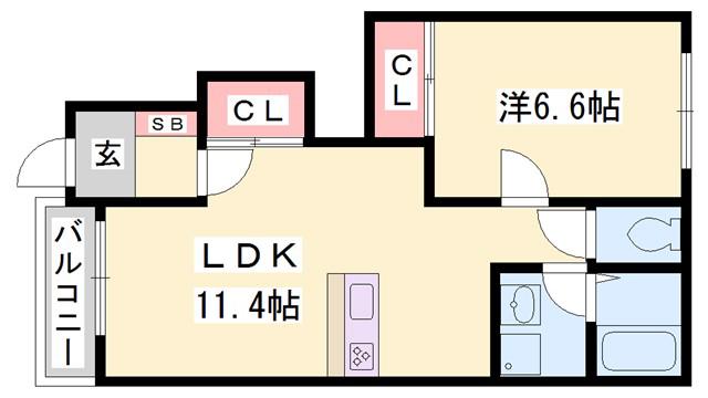 グランシャリオ(1LDK/1階)の間取り写真