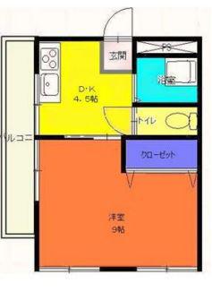 平成マンション(1DK/3階)の間取り写真