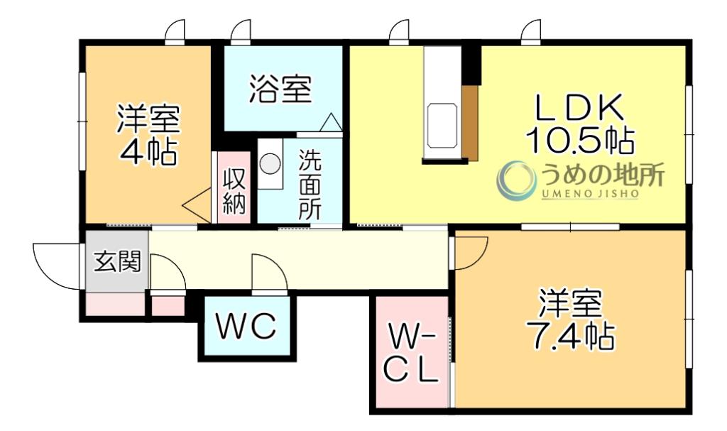 ラ・セゾン I棟(2LDK/1階)の間取り写真