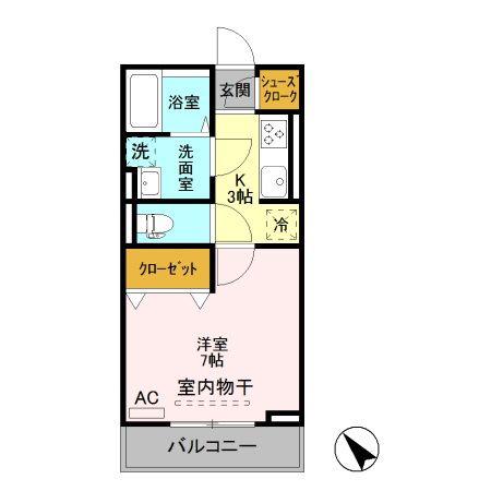 プランドール松美台(1K/3階)の間取り写真
