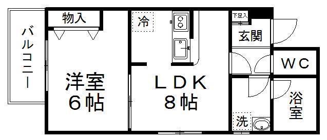 しゃとれ旭ヶ丘(1LDK/1階)の間取り写真