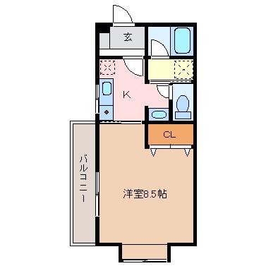 アルプスコーポ(1K/2階)の間取り写真