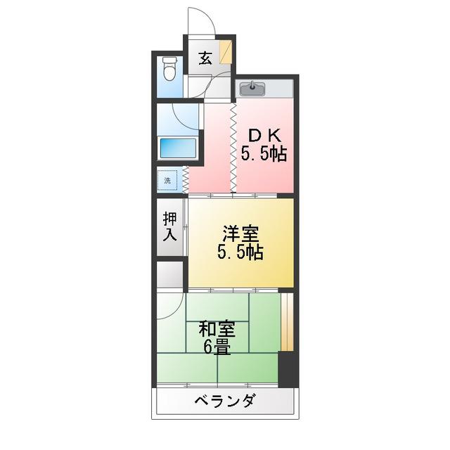 シンハイム東十条(2DK/3階)の間取り写真