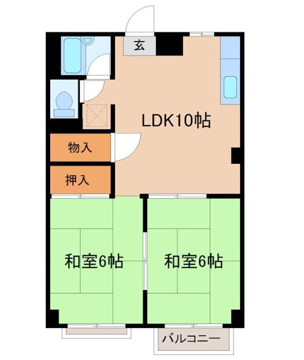 コスモハイツ(2LDK/3階)の間取り写真