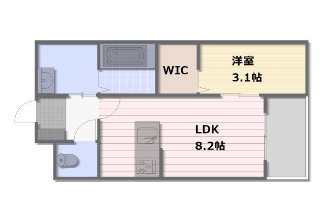 光陽マンション古賀天神(1LDK/2階)の間取り写真