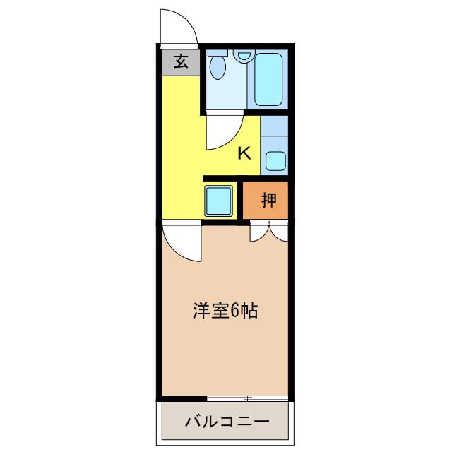 第三王神ハイツ(1K/2階)の間取り写真