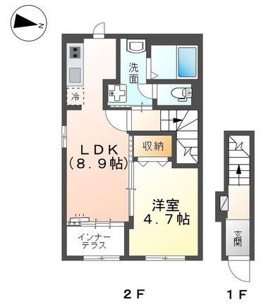 アンセリジェII(1LDK/2階)の間取り写真