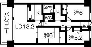 井清寿マンション(3LDK/5階)の間取り写真