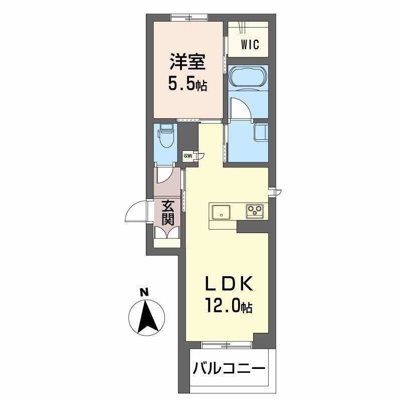 チェルシー 西津田 イースト(1LDK/1階)の間取り写真