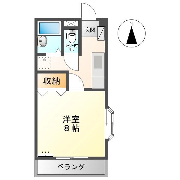 ハイツなかざわB棟(1K/2階)の間取り写真