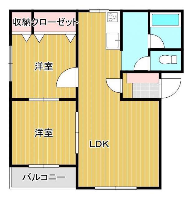 SUNハイツ(2LDK/1階)の間取り写真