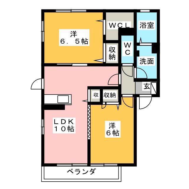 CASA M(2LDK/1階)の間取り写真