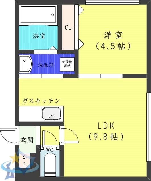 ING南8条(1LDK/3階)の間取り写真