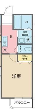 カインドネス八王子北野町(1K/2階)の間取り写真