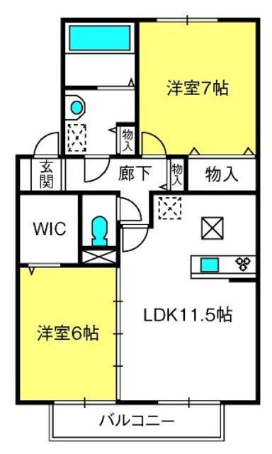 フローラ(2LDK/2階)の間取り写真