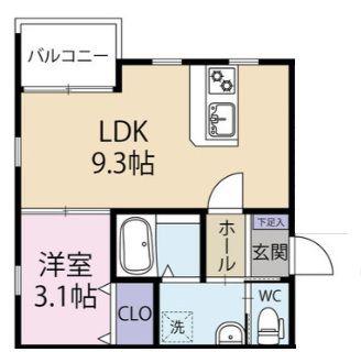 GRACE下六万寺町(1LDK/1階)の間取り写真