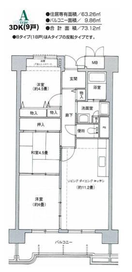 コーシャハイツ高見36(3LDK/7階)の間取り写真