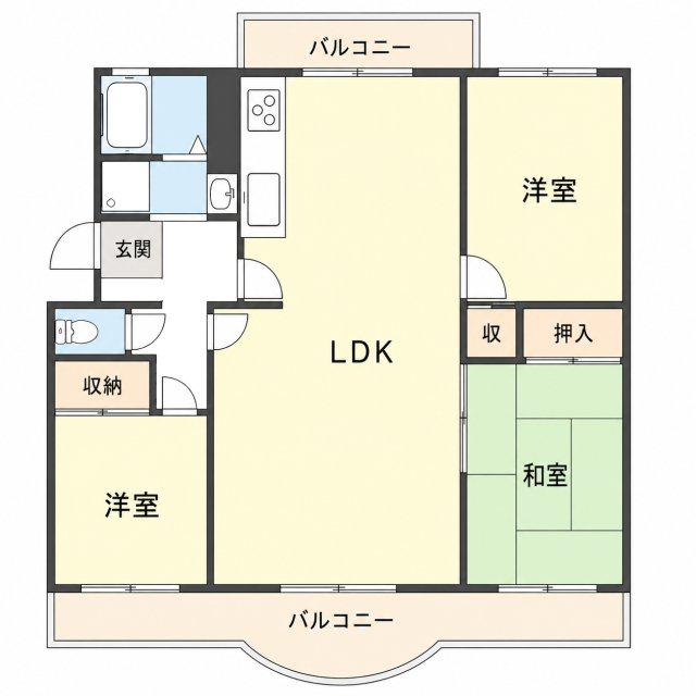名谷27団地111号棟(3LDK/5階)の間取り写真
