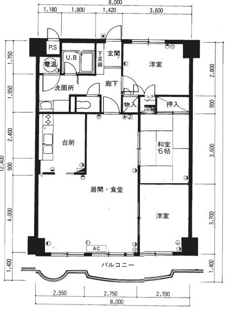 今泉コーポラス(3LDK/7階)の間取り写真